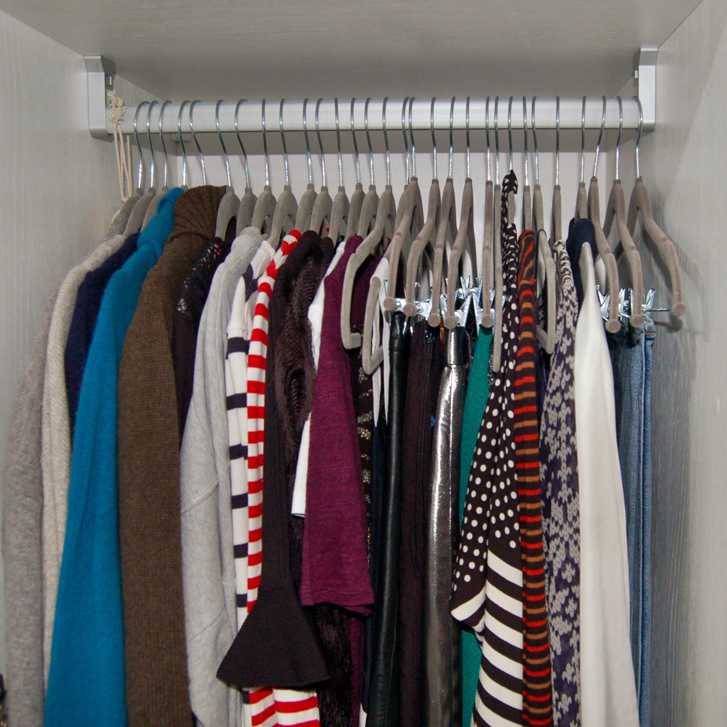 Decluttered and organised wardrobe